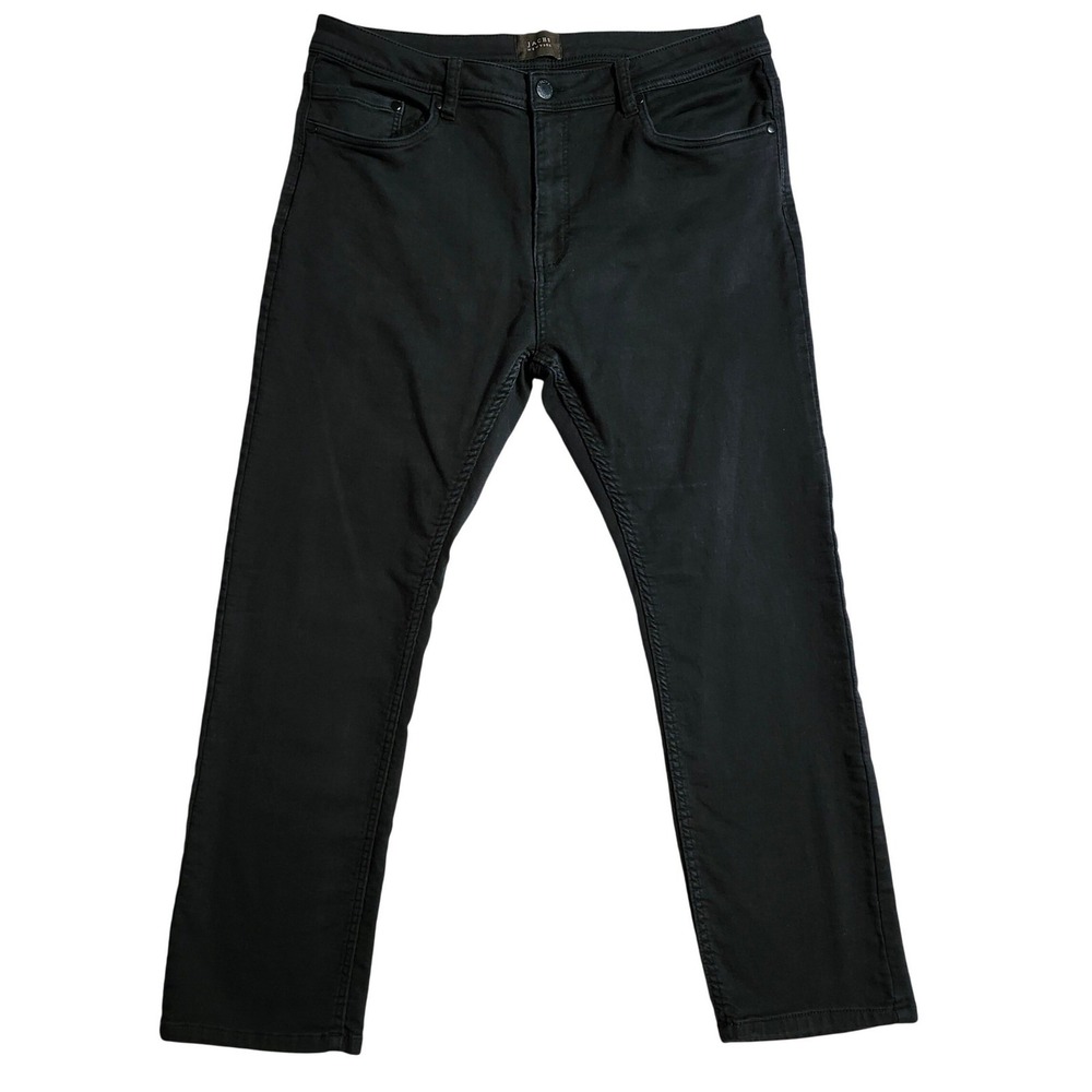 Jachs New York Mens Black Stretch Sateen Slim Fit Pants 36x29 1529151